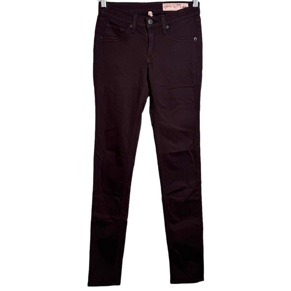 Rag and Bone Jean for Aritzia Mid Rise Skinny Leg Wine Brown Red Jegging 25
